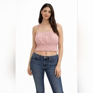 American Eagle Outfitters Size XL Pink Gingham Crop Top